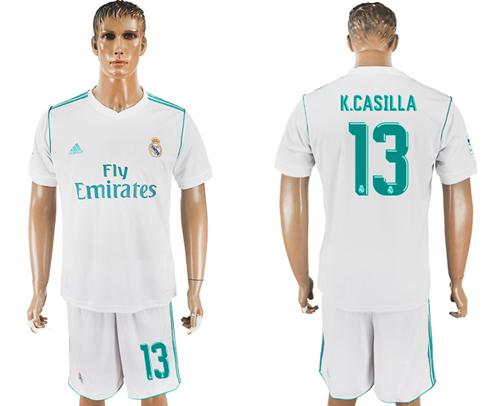 Real Madrid #13 K.Casilla White Home Soccer Club Jersey - Click Image to Close